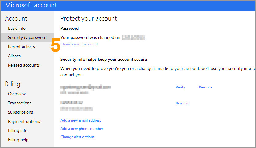 how to change a password on hotmail email account