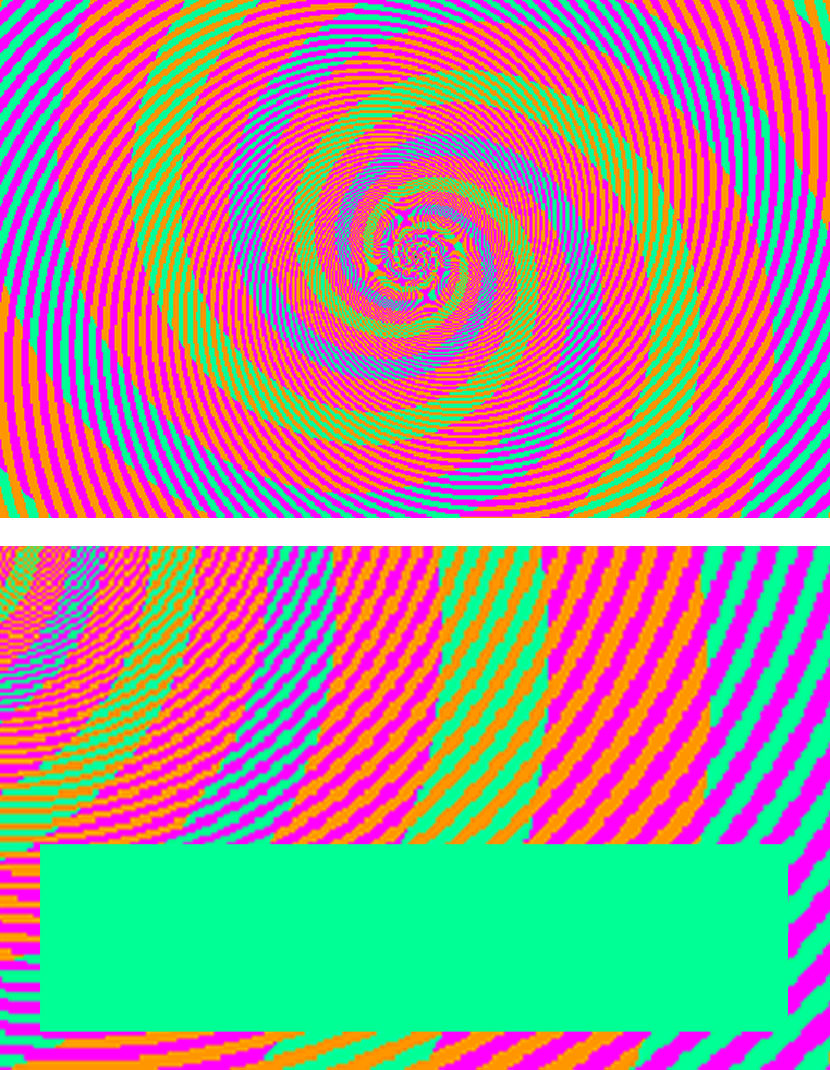 optical illusion blue green red color same