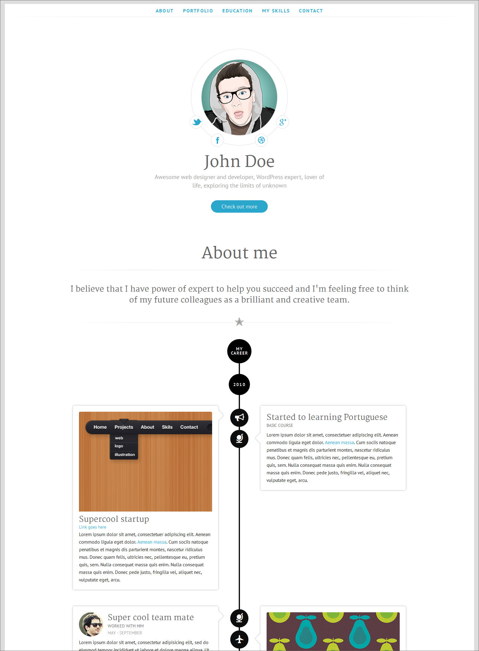 long white minimalist digital cv