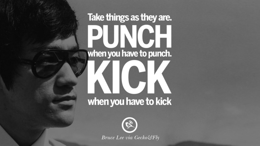 Take things as they are. Punch when you have to punch. Kick when you have to kick.