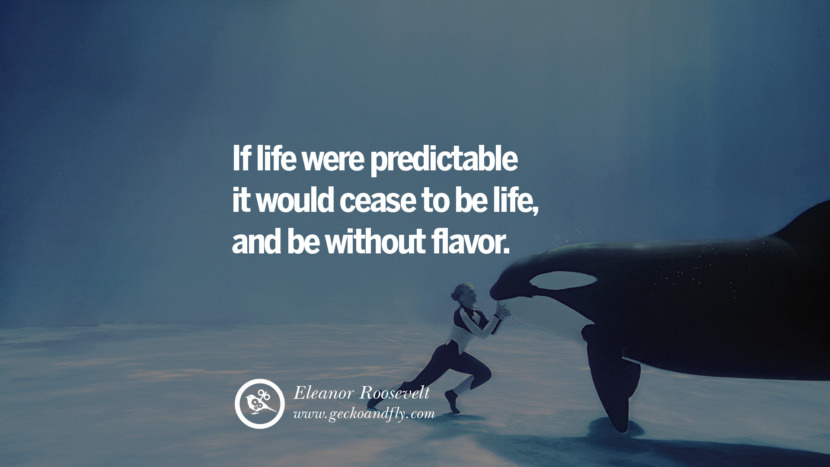 If life were predictable it would cease to be life, and be without flavor. - Eleanor Roosevelt