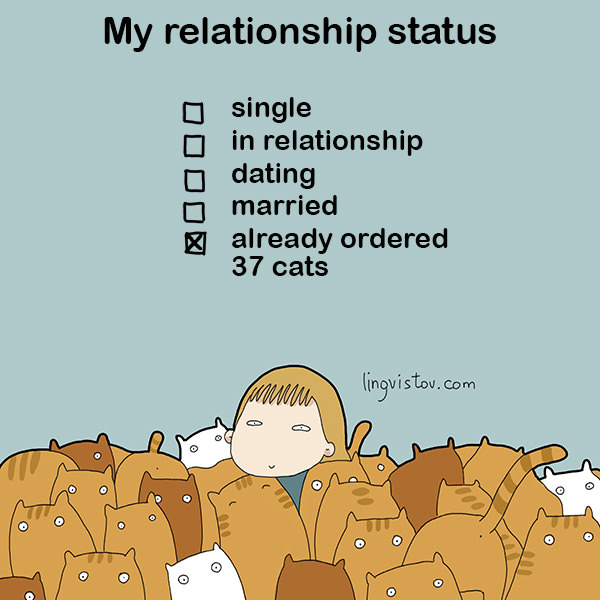 My relationship status - Single - In Relationship - Dating - Married - Already ordered 37 cats doodles776