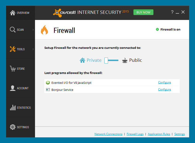 avast firewall settings to allow access on public network