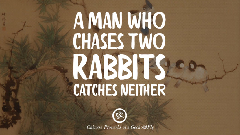 A man who chases two rabbits catches neither.