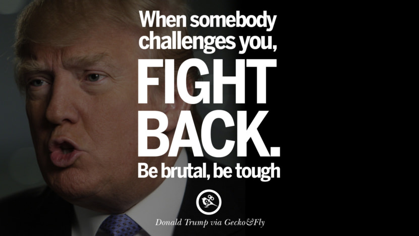When somebody challenges you, fight back. Be brutal, be tough. Quote by Donald Trump