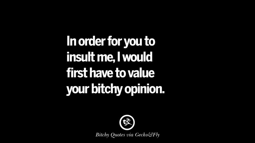 In order for you to insult me, I would first have to value your bitchy opinion.
