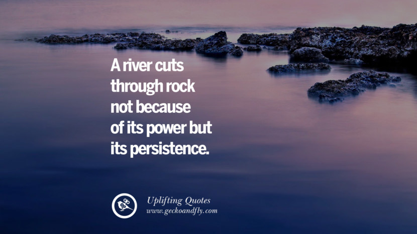 A river cuts through rock not because of its power but its persistence.