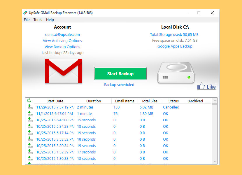 upsafe gmail резервное копирование бесплатная электронная почта резервное копирование программное обеспечение хостинг электронной почты архивирования решений вне помещений резервного копирования данных