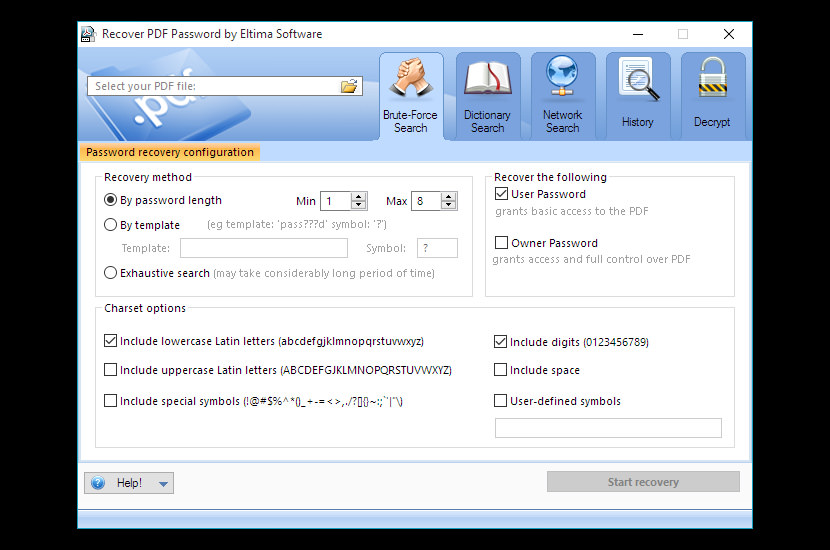 advanced pdf password recovery serial key