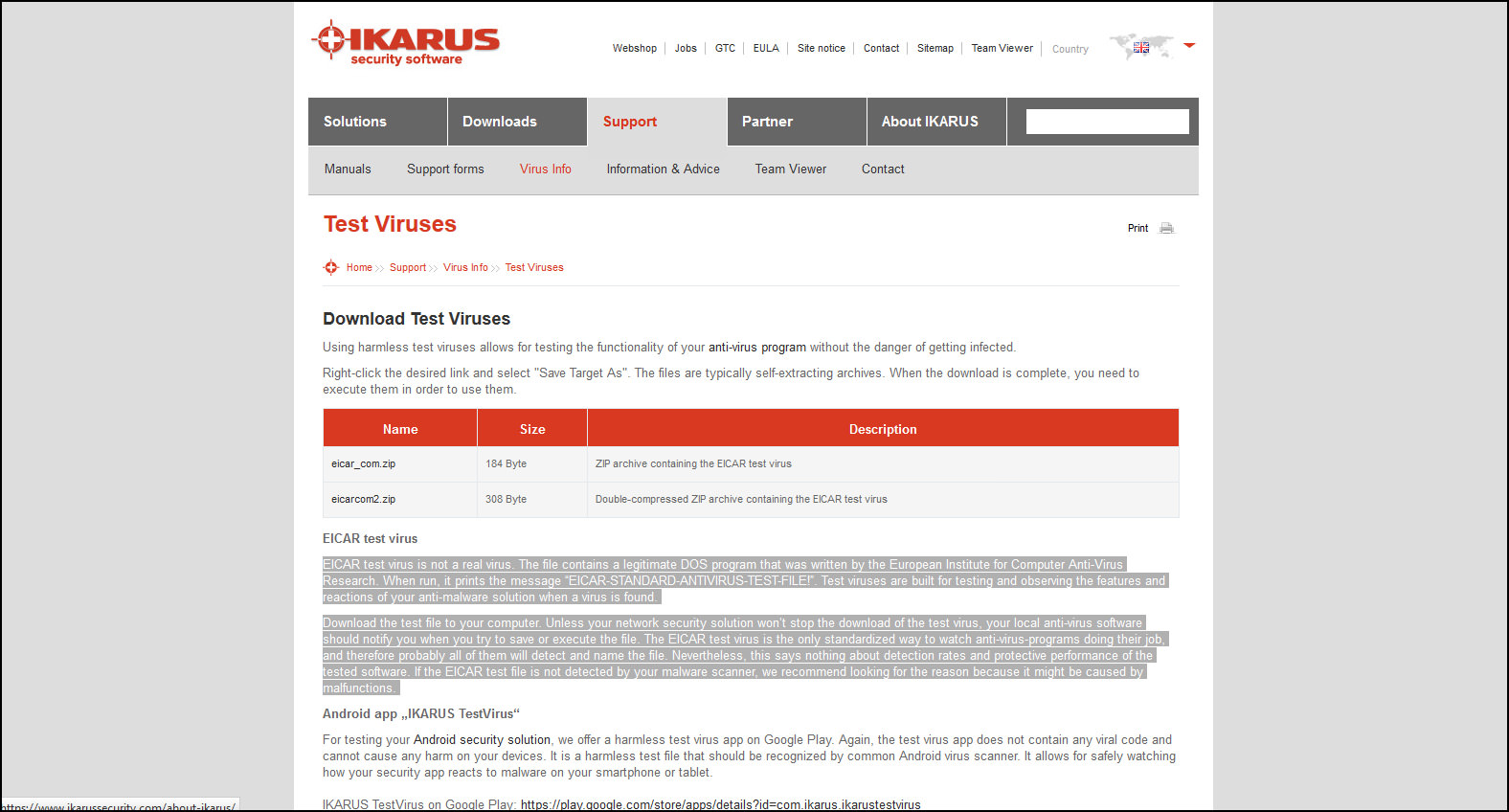 IKARUS virus.utilities 제품의 EICAR 다운로드 테스트 : 네이버 블로그