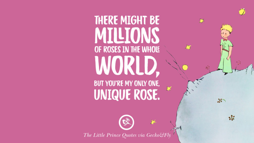 There might be millions of roses in the whole world, but you're my only one, unique rose. Quote By The Little Prince