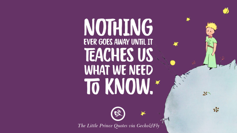 Nothing ever goes away until it teaches us what we need to know. Quote By The Little Prince