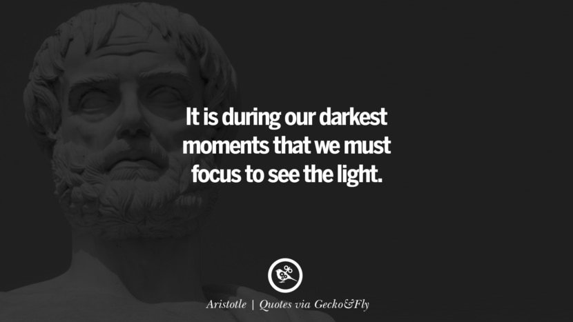 It is during our darkest moments that we must focus to see the light. - Aristotle