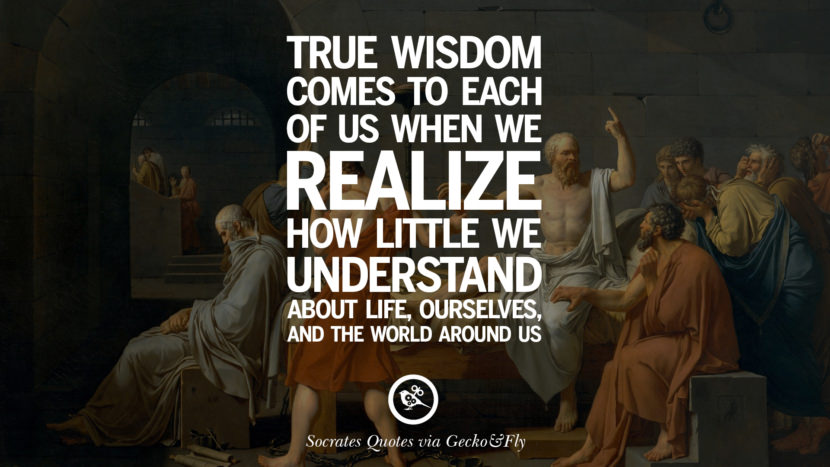 True wisdom comes to each of us when we realize how little we understand about life, ourselves, and the world around us. Quotes by Socrates