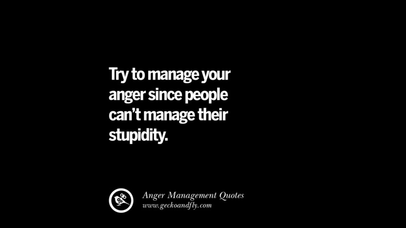 Try to manage your anger since people can't manage their stupidity.