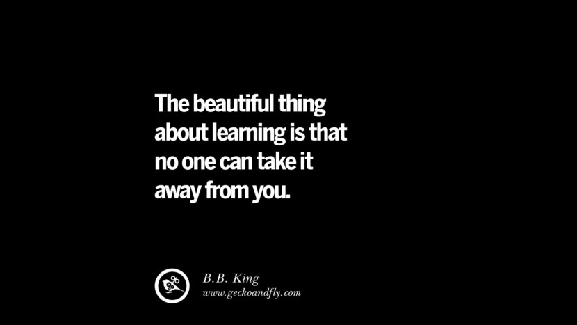 The beautiful thing about learning is that no one can take it away from you. - B.B. King