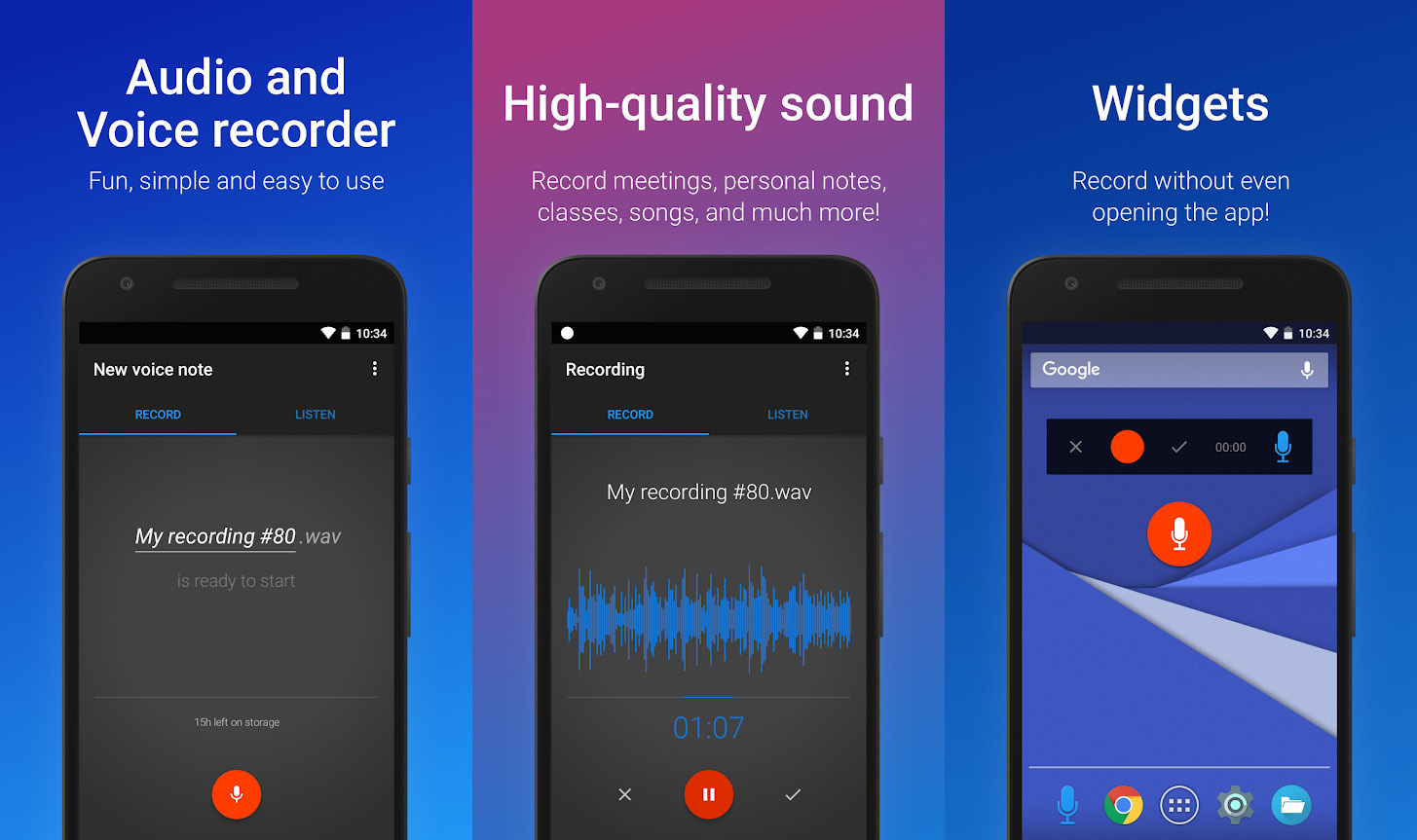 high quality voice recorder app android