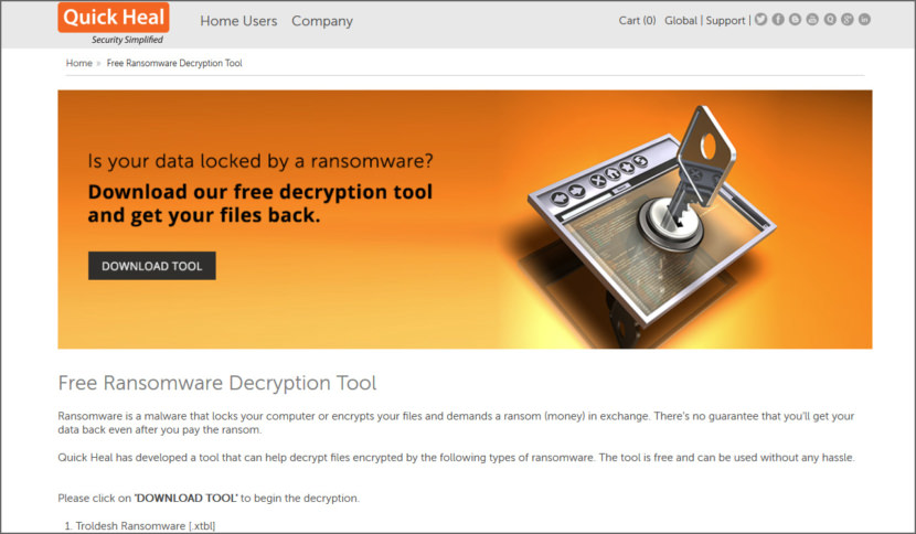QuickHeal Ransomware Decryption Tool