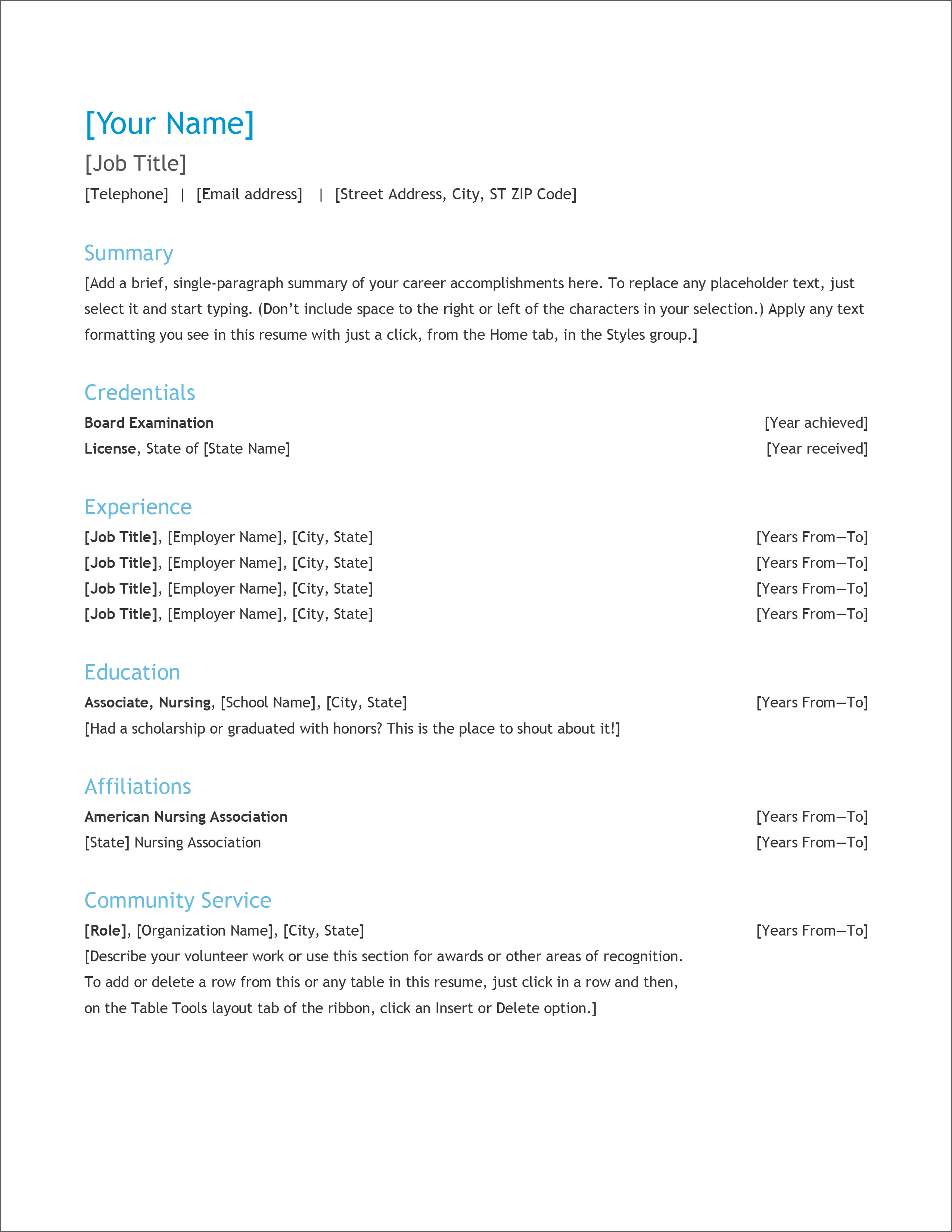 cv template ms word