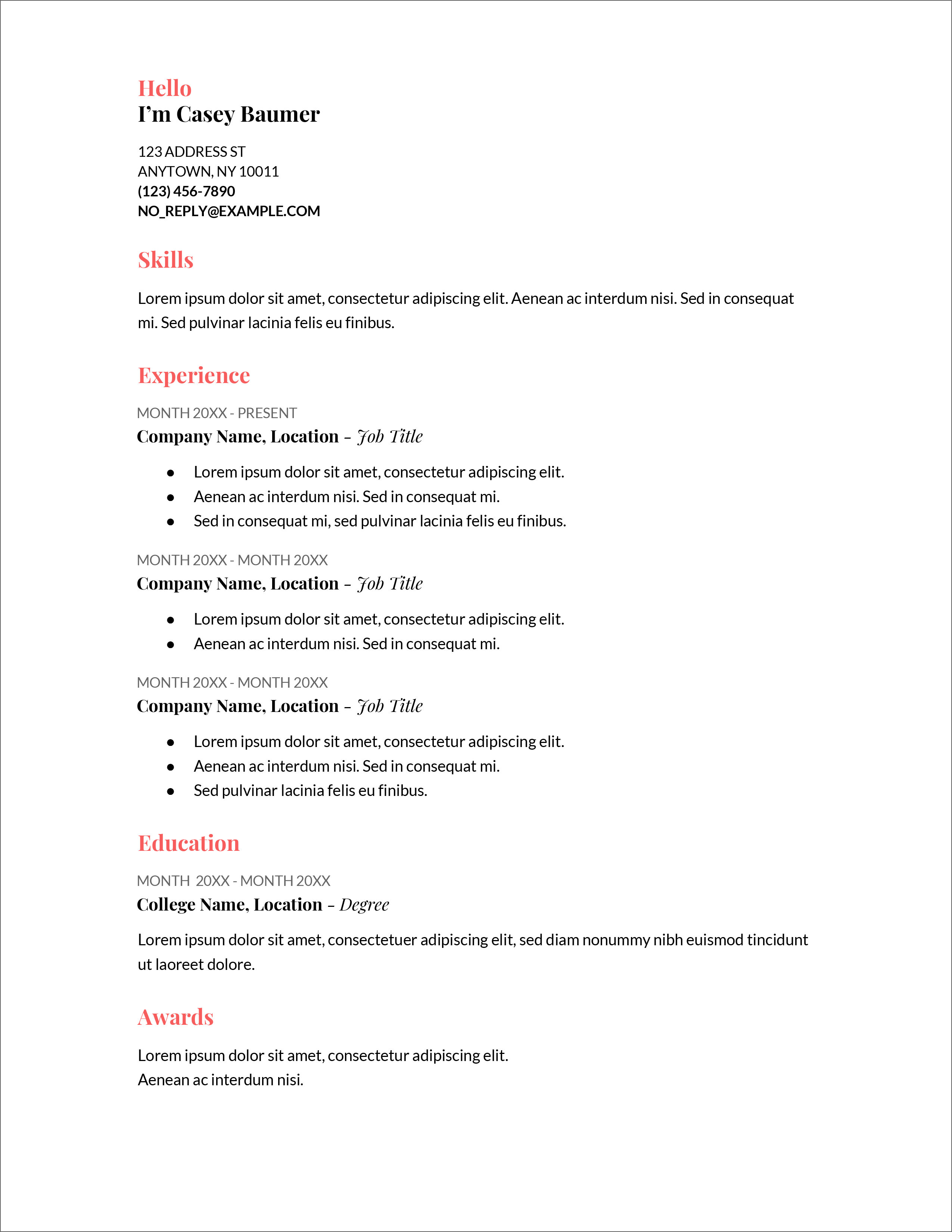 microsoft office resume templates