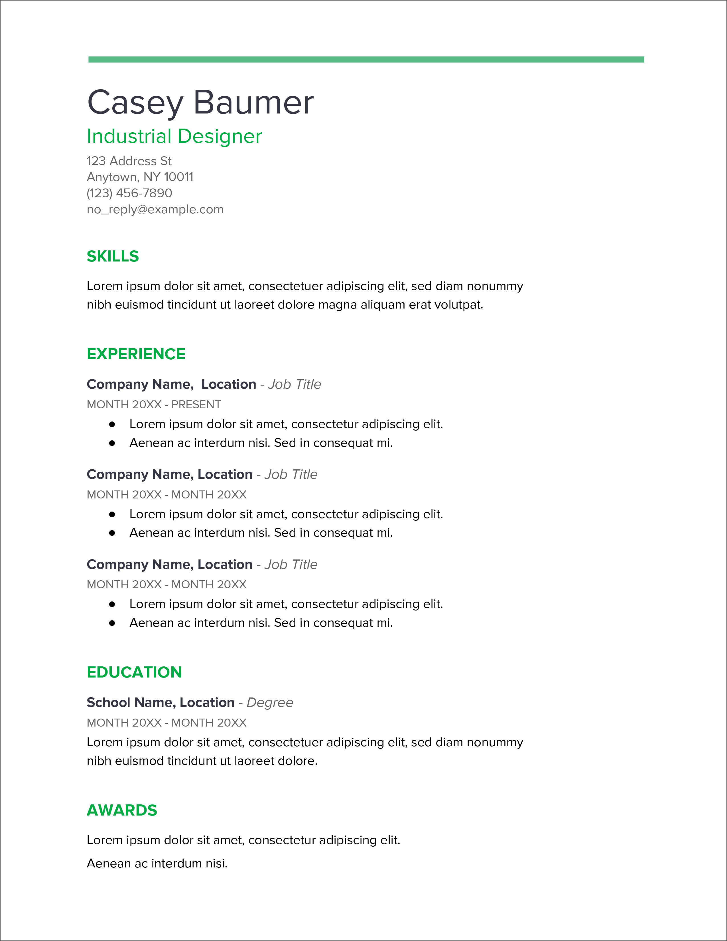 resume template simple free