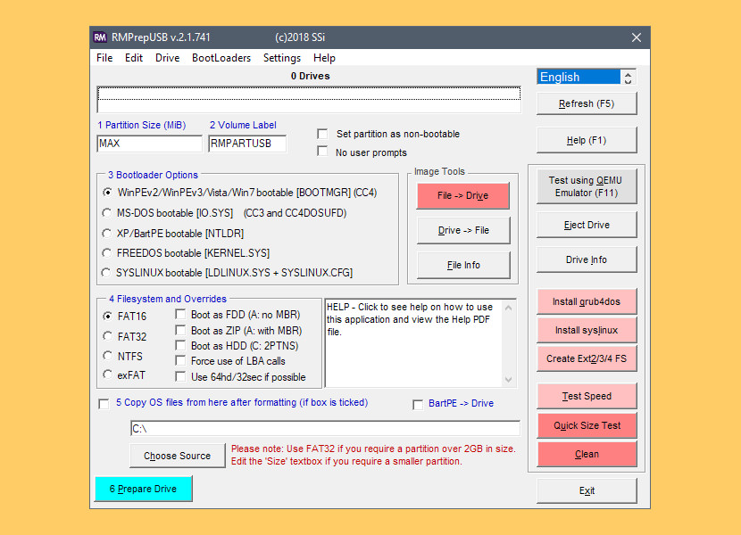 RMPrepUSB Quick Size Test