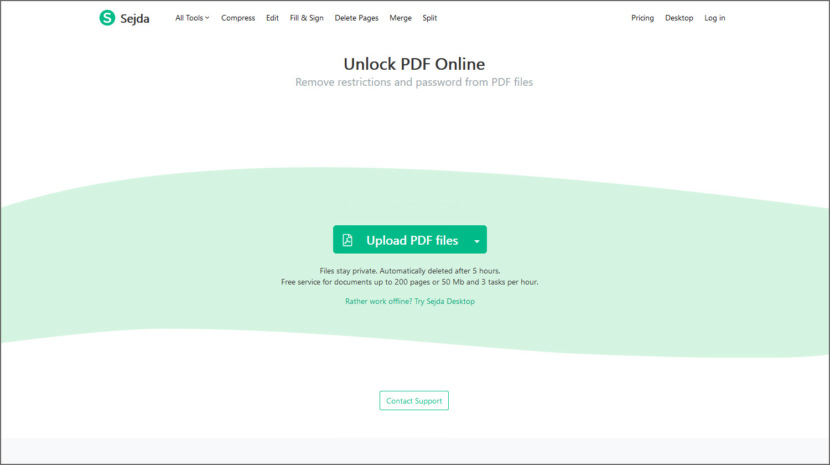 Sejda Unlock PDF Online