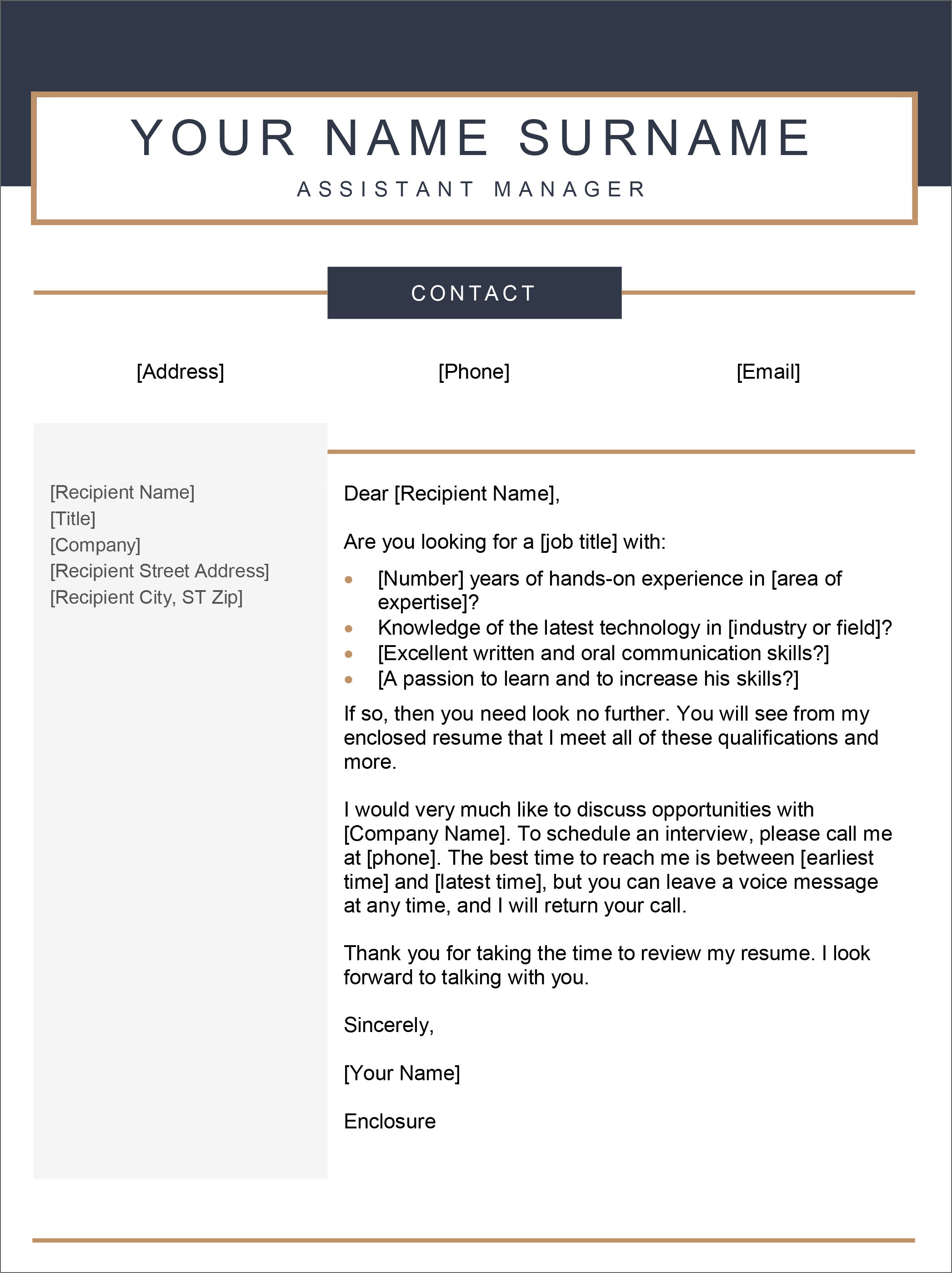 cv cover letter word template