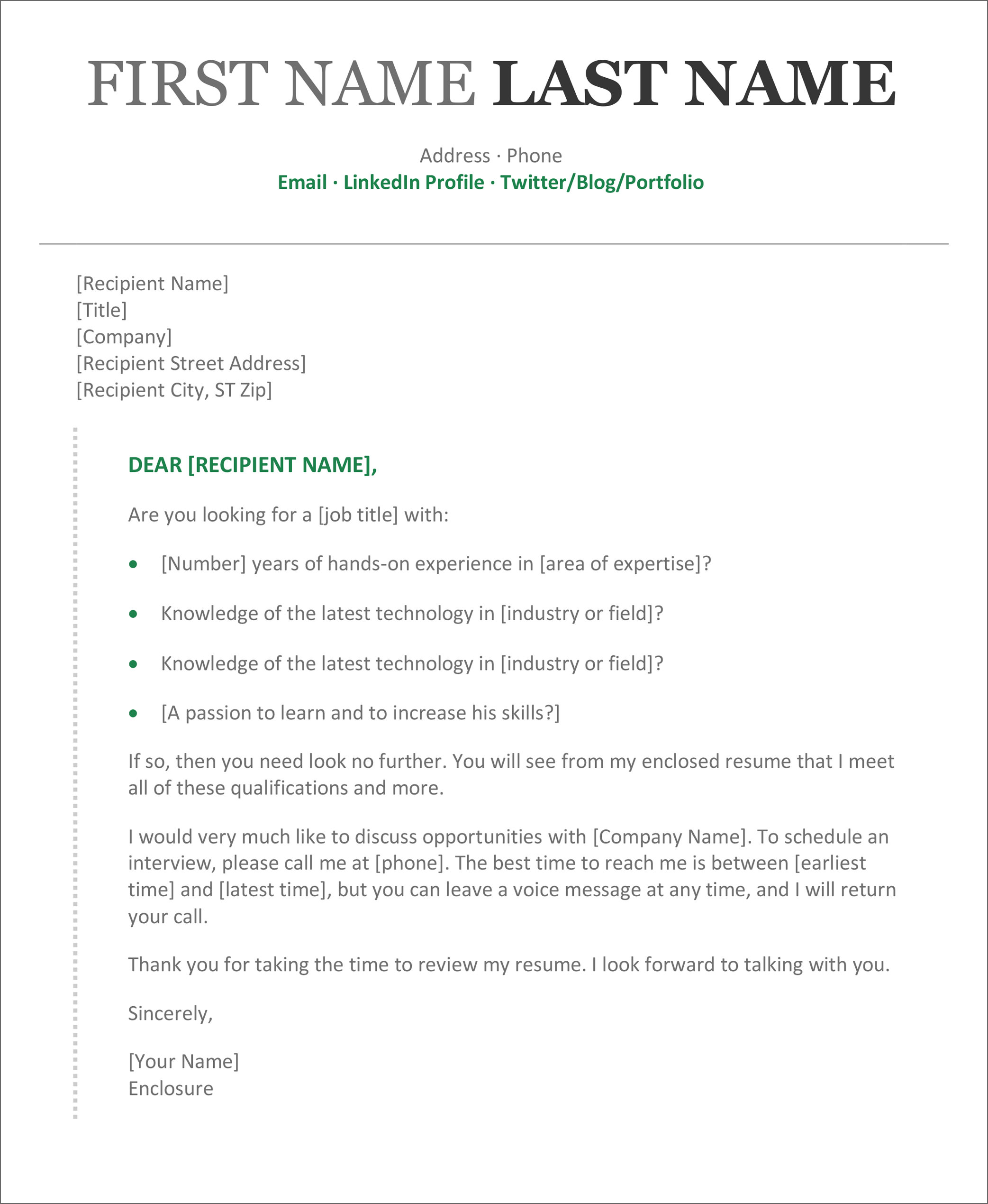 resume cover letter examples