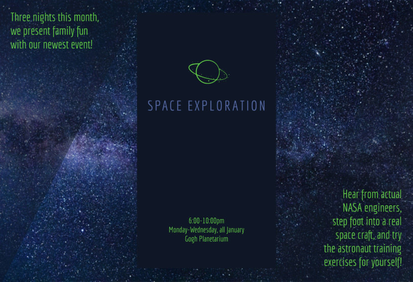 Screenshot of space and stars brochure template