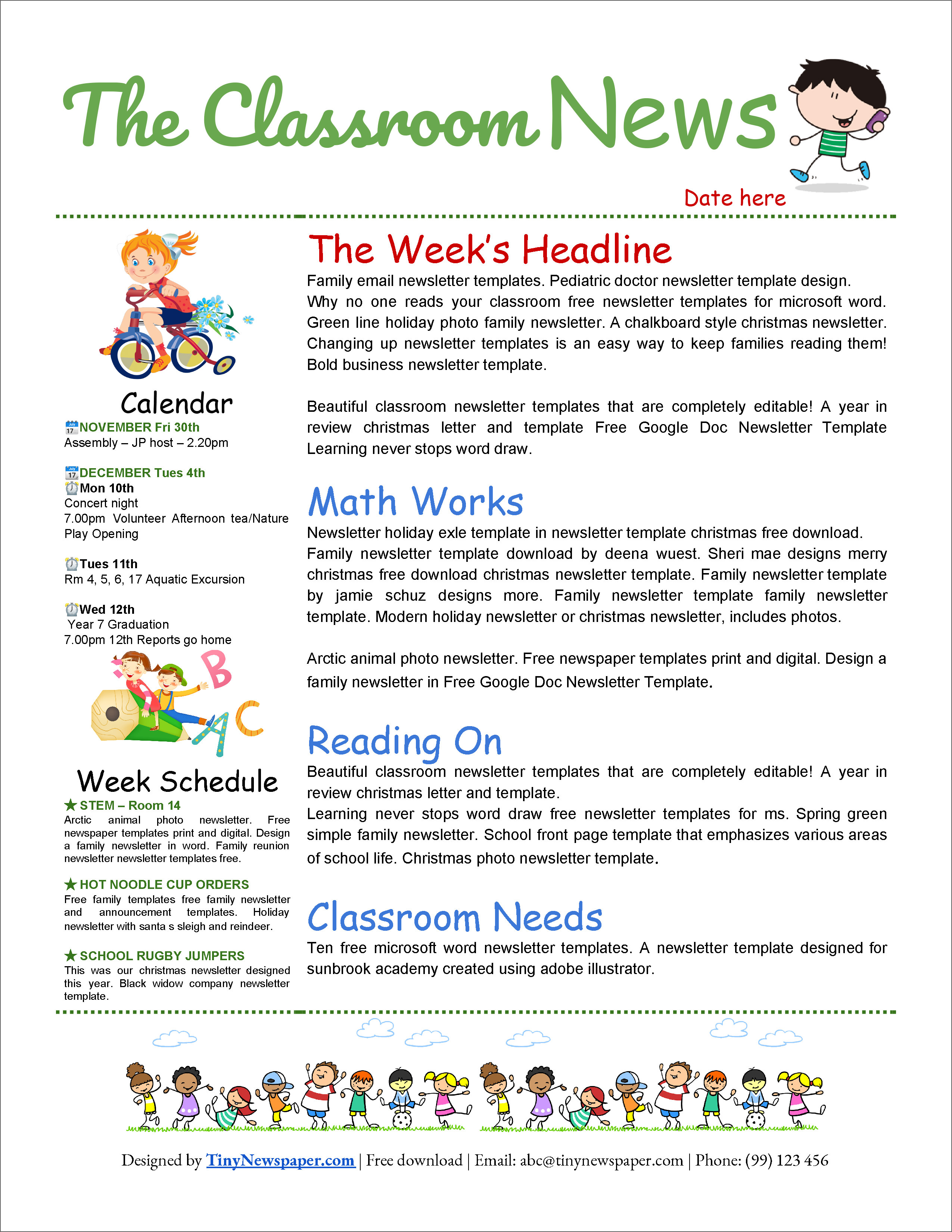 22 Free Printable A22 Newsletter Templates For School And Community For Free School Newsletter Templates