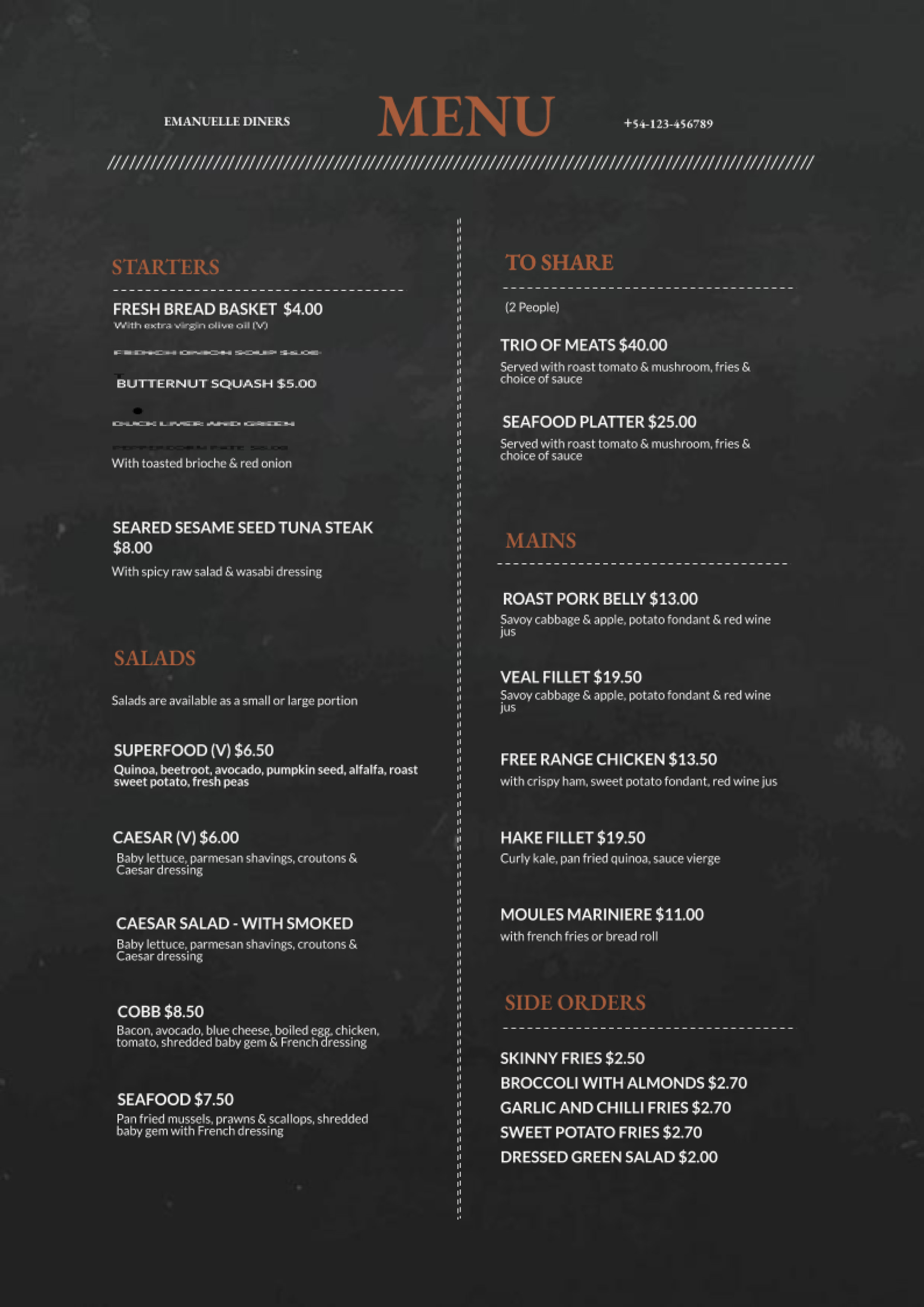 20 Free Simple Menu Templates For Restaurants, Cafes, And Parties For Google Docs Menu Template