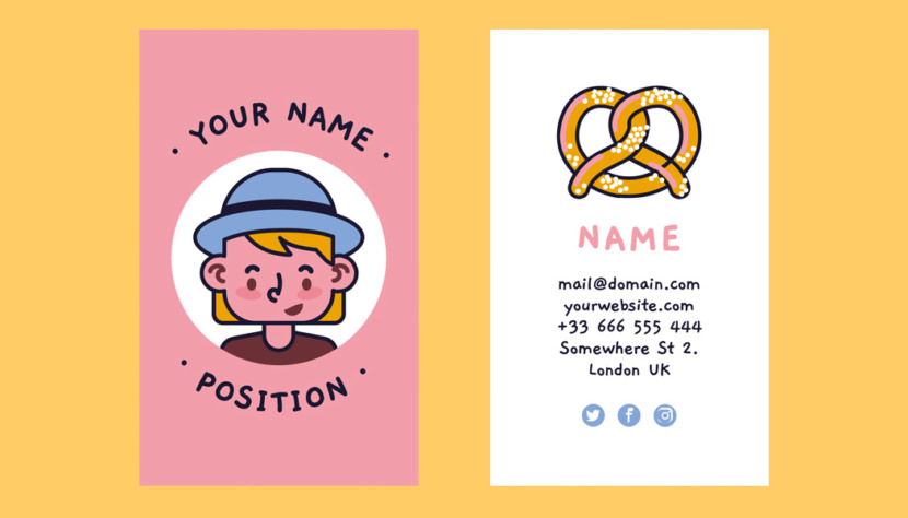 Screenshot of blank Hard Drawn Business Card Template