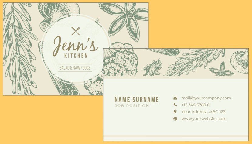 Screenshot of blank Kitchen Food Business Card Template