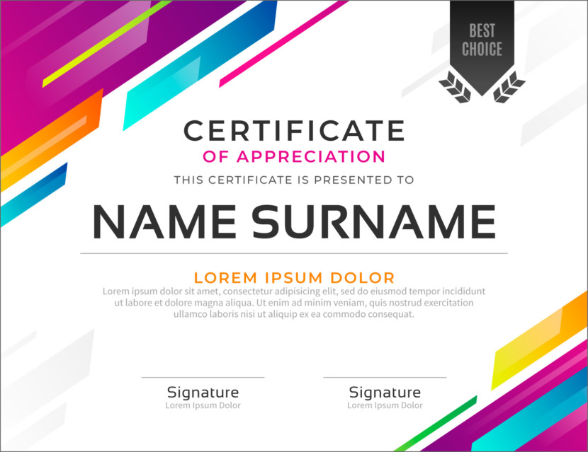 Screenshot of blank modern certificate template