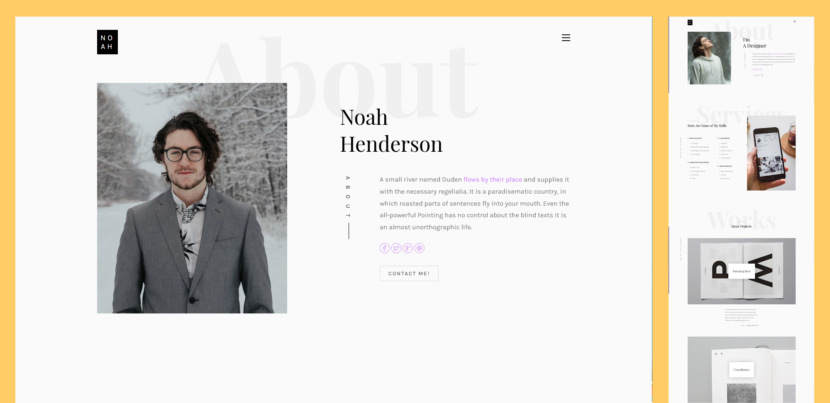Noah is a mindblowing free personal landing page website template with a striking and enticing web design. Creative individuals, freelancers and job seekers, you can all greatly benefit from Noah and its peculiarities.