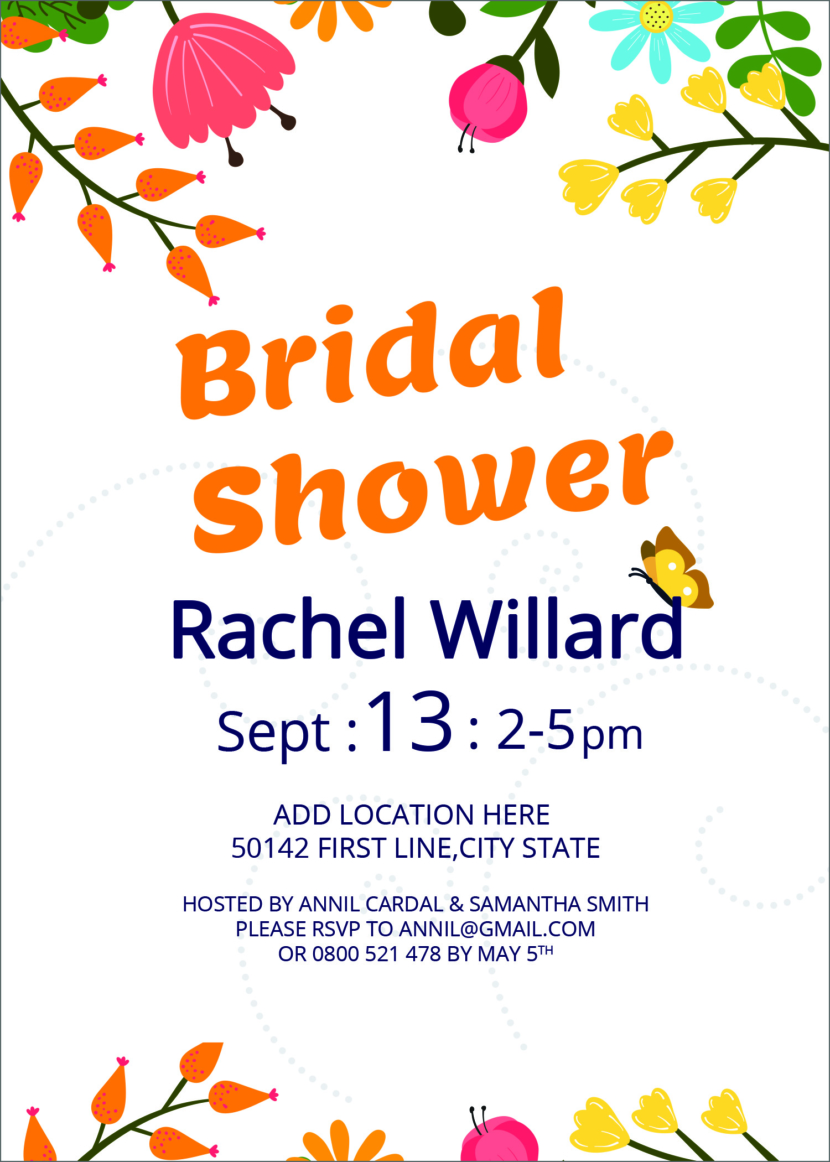 Free Bridal Shower Invitation Template Printable And Editable PSD