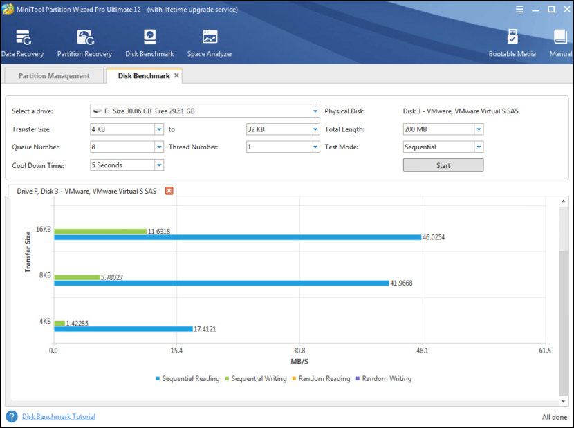 MiniTool Partition Wizard - Disk Benchmark