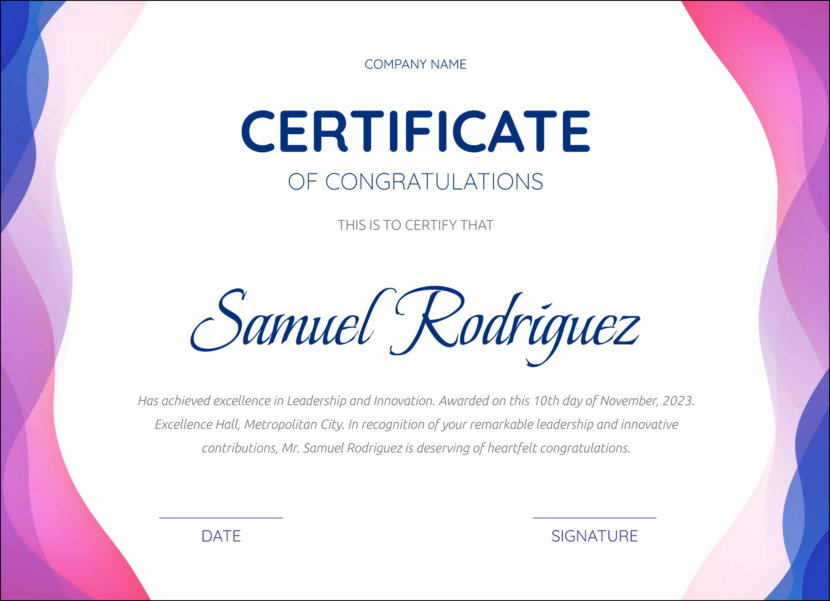 Printable Congratulations Certificate