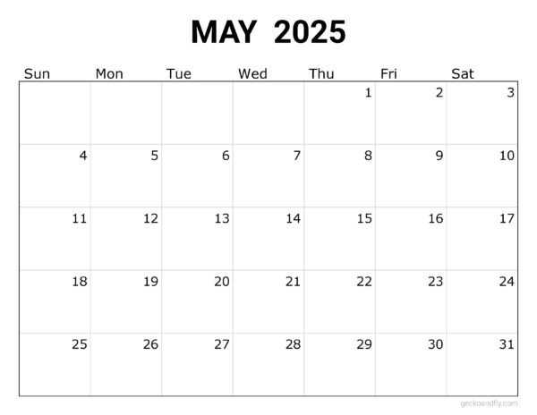 12 Free Printable 2025 Monthly Calendars - Simple & Minimalist Style
