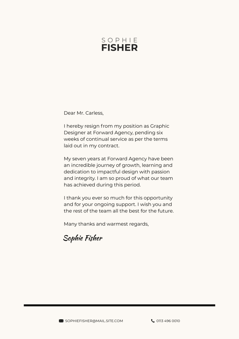 Graphic Designer Resignation Letter