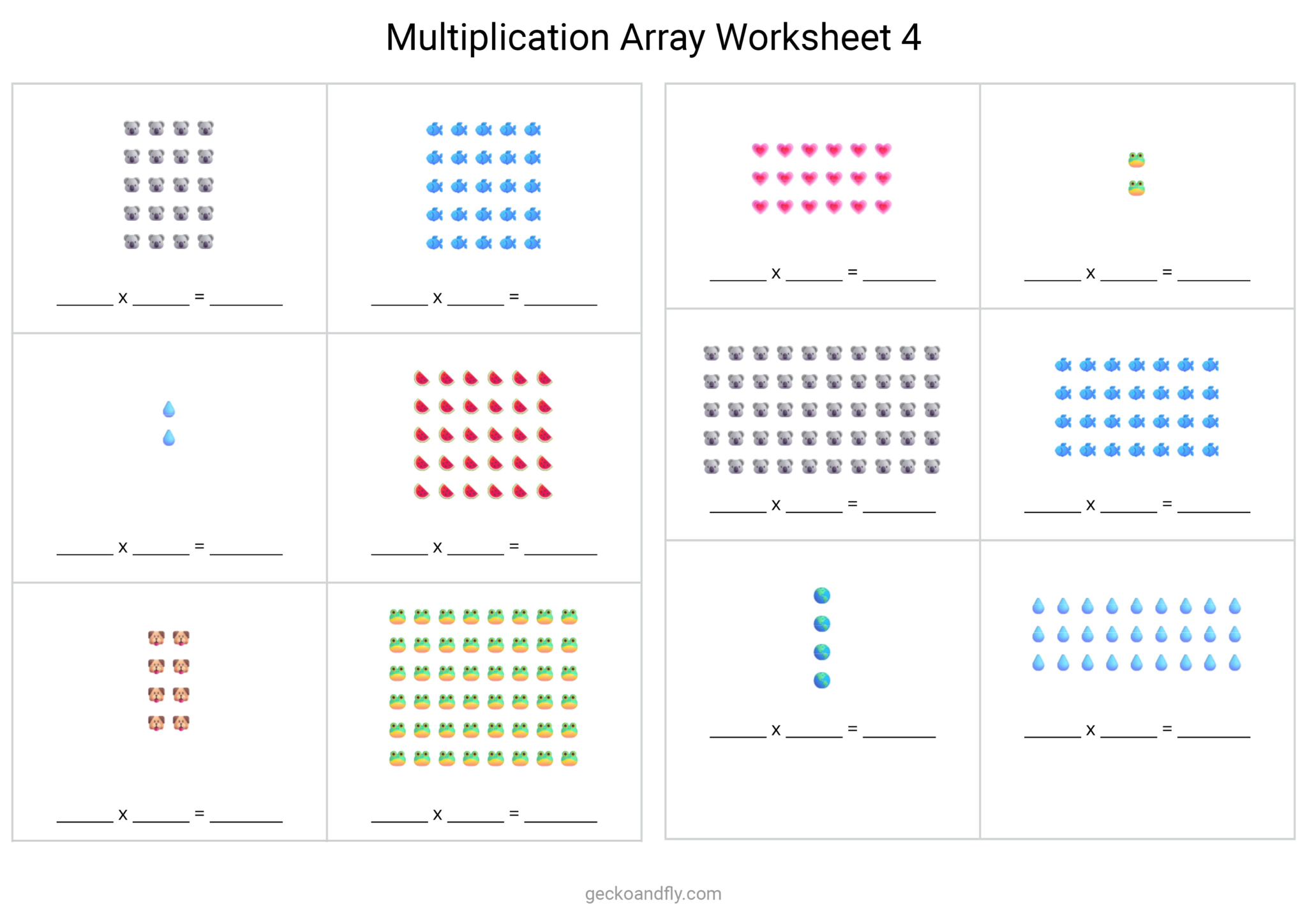 20+ Free Printable Multiplication 1-12 Worksheets, With Arrays and Tables