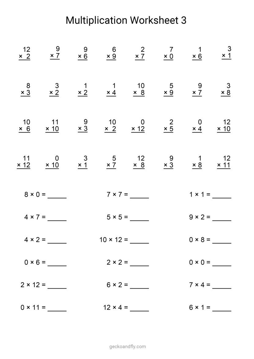 Printable Multiplication Worksheet