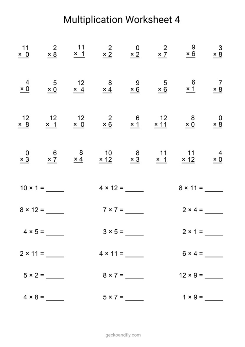 Printable Multiplication Worksheet