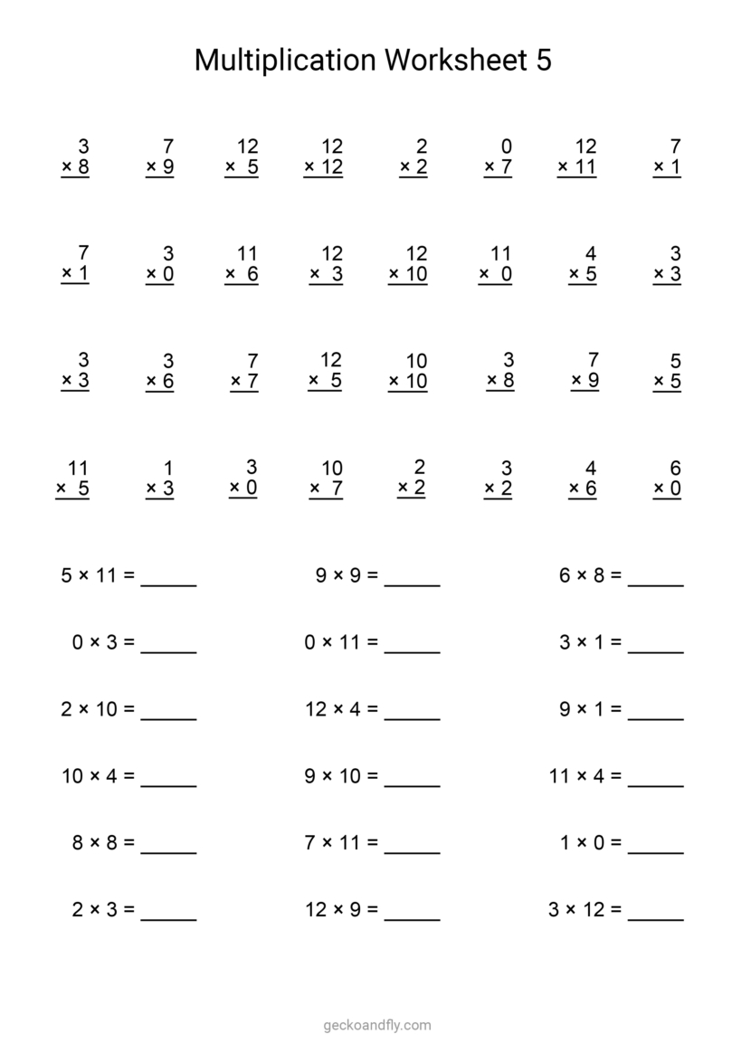 Printable Multiplication Worksheet