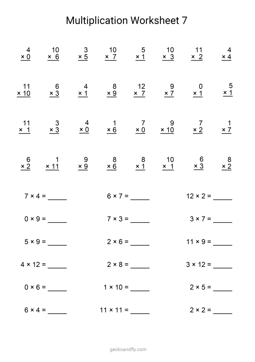 Printable Multiplication Worksheet