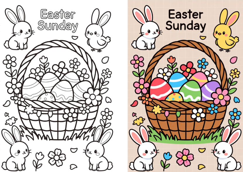 free easter sunday coloring template for church activity