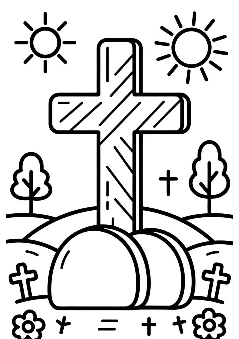 free easter sunday coloring template for church activity