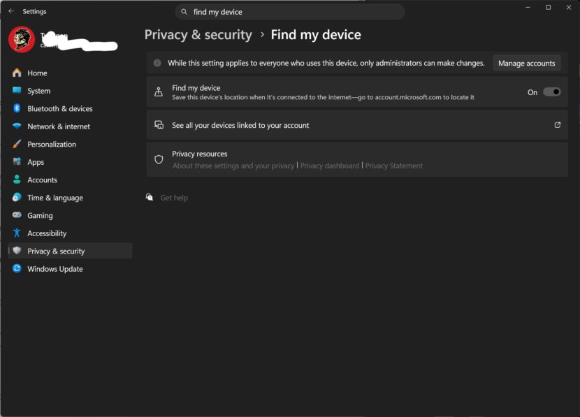 Windows Find My Device
