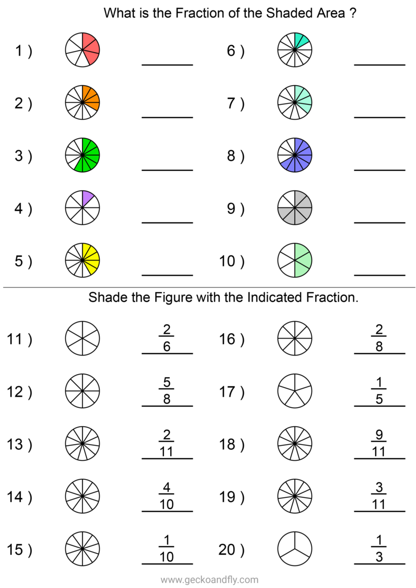 Free Printable Fractions Shading Worksheets